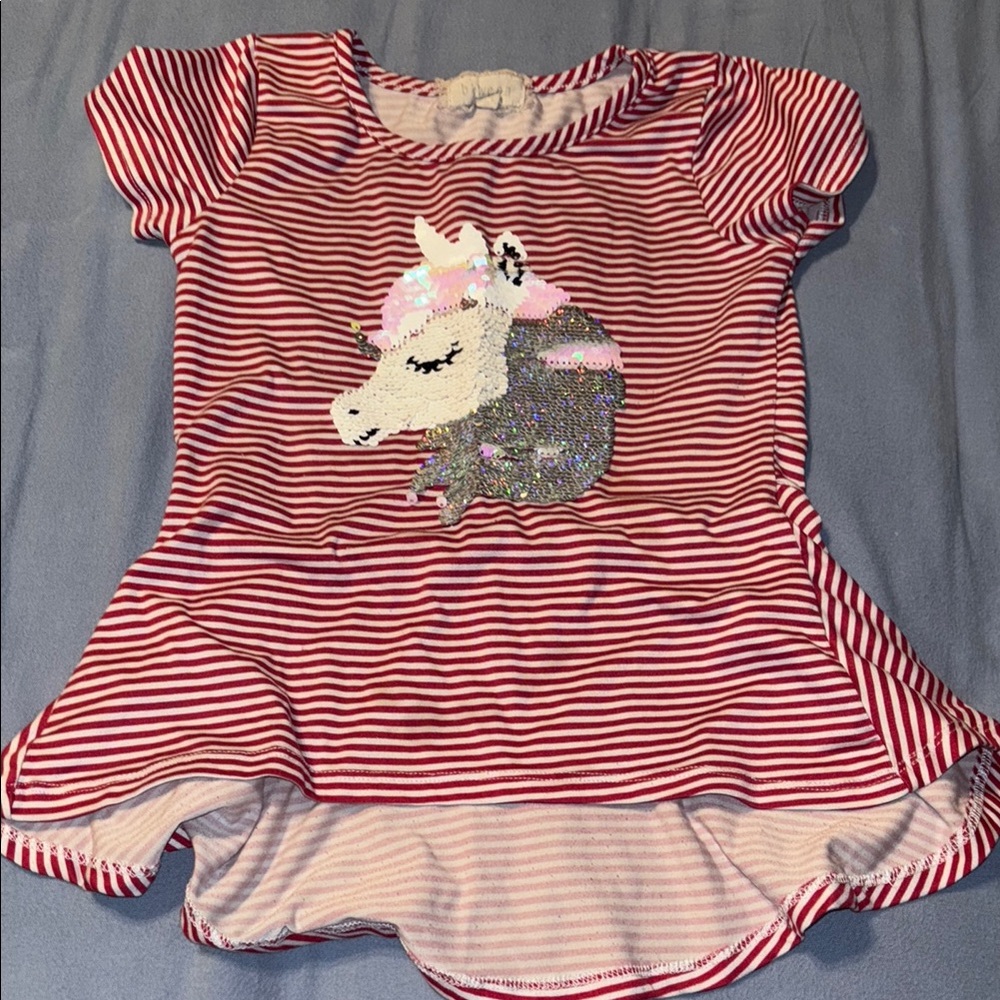 Striped Red Unicorn Kids Top